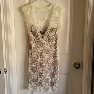 Ivory lace cap sleeve dress